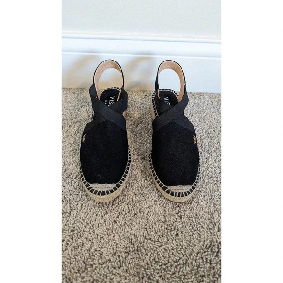 Viscata Espadrilles Flat Sandals Black Canvas sz 8 - Picture 2 of 6